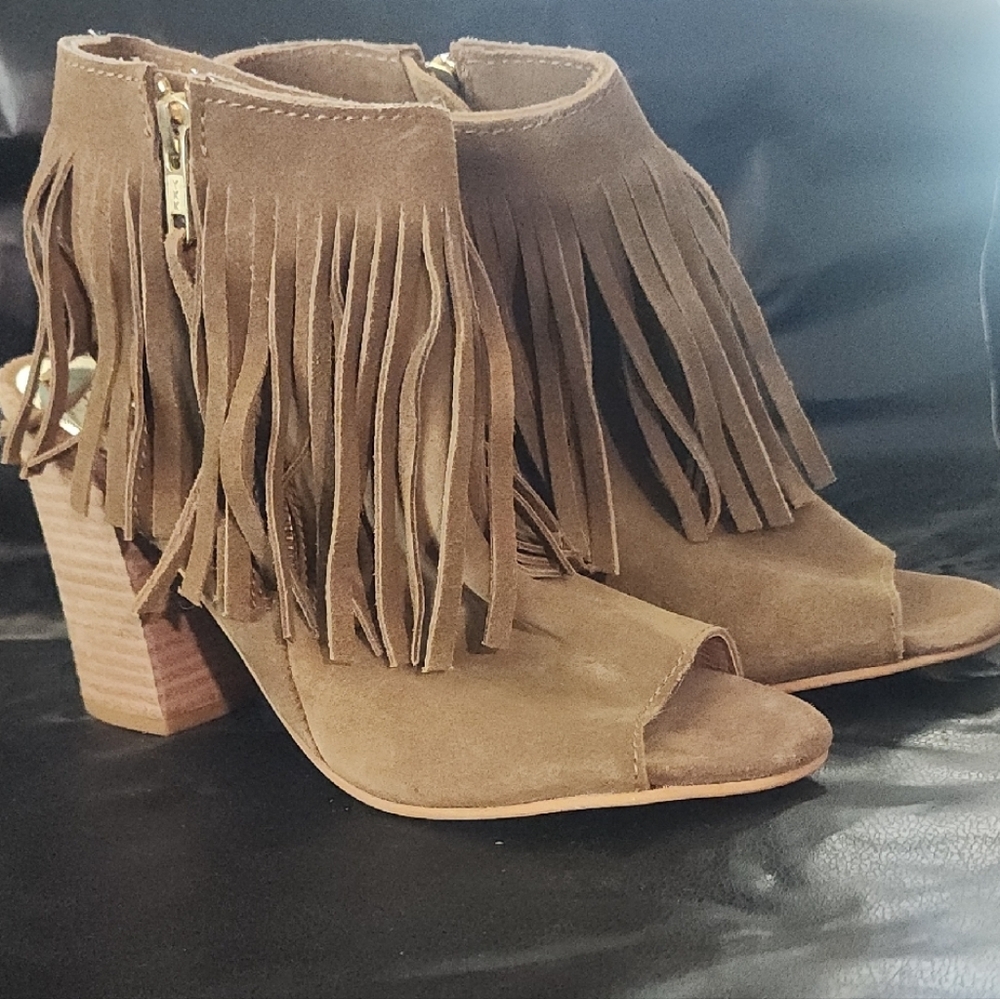 Carlos Santana Fringe Suede Ankle Boots - Brown